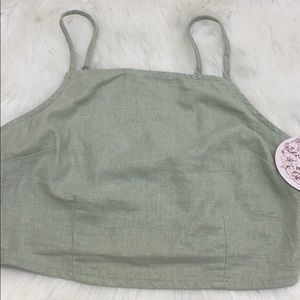 Gypsies & moondust Linen Cropped Tank Top